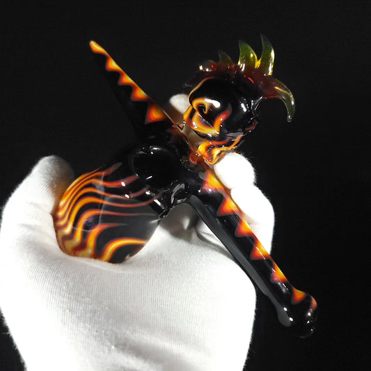 Black & Orange Skull Adorned Sidecar Pipe