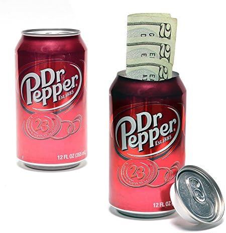 Lata de refresco Dr Pepper escondida y segura