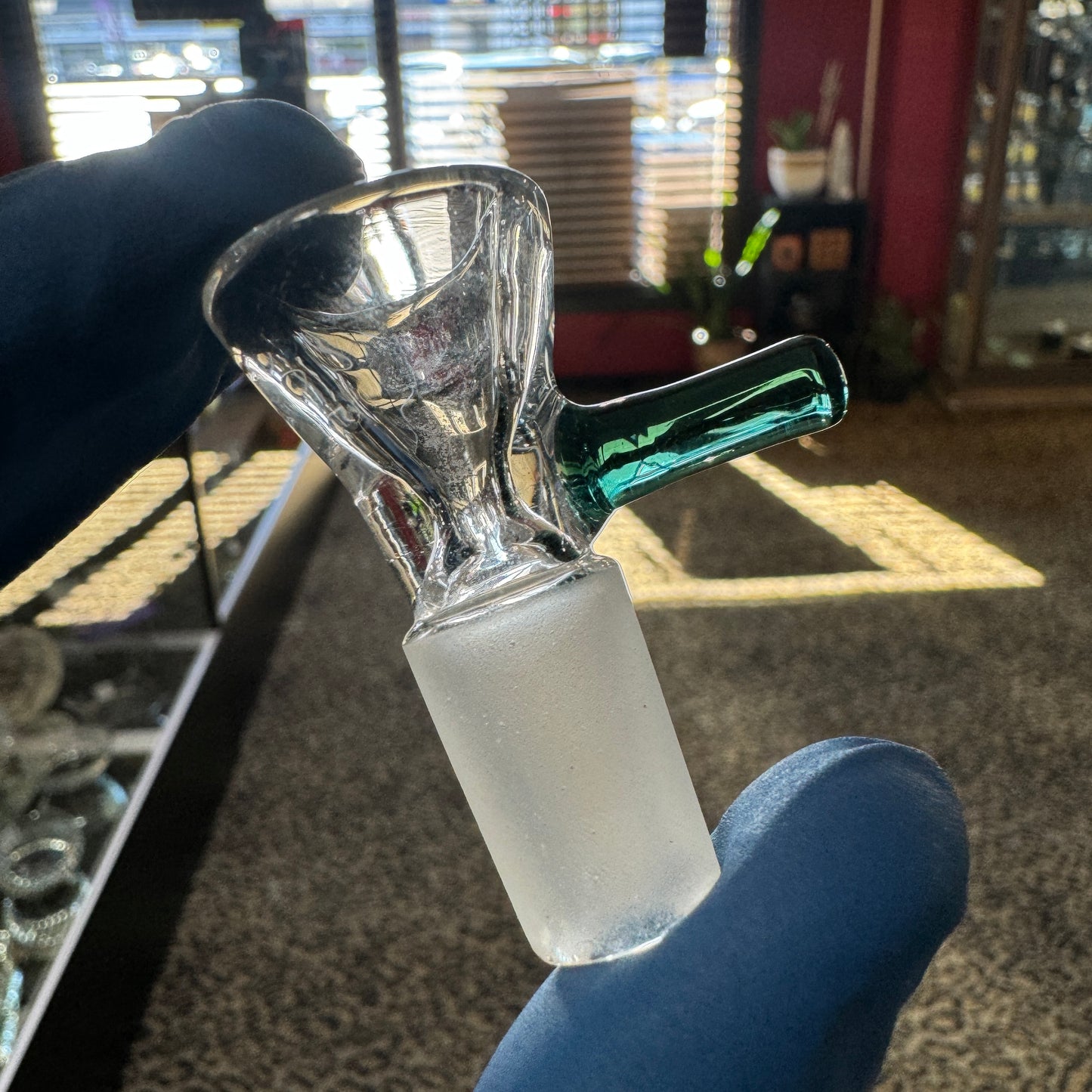 14mm Clear Martini Slide w/ Lake Green Handle