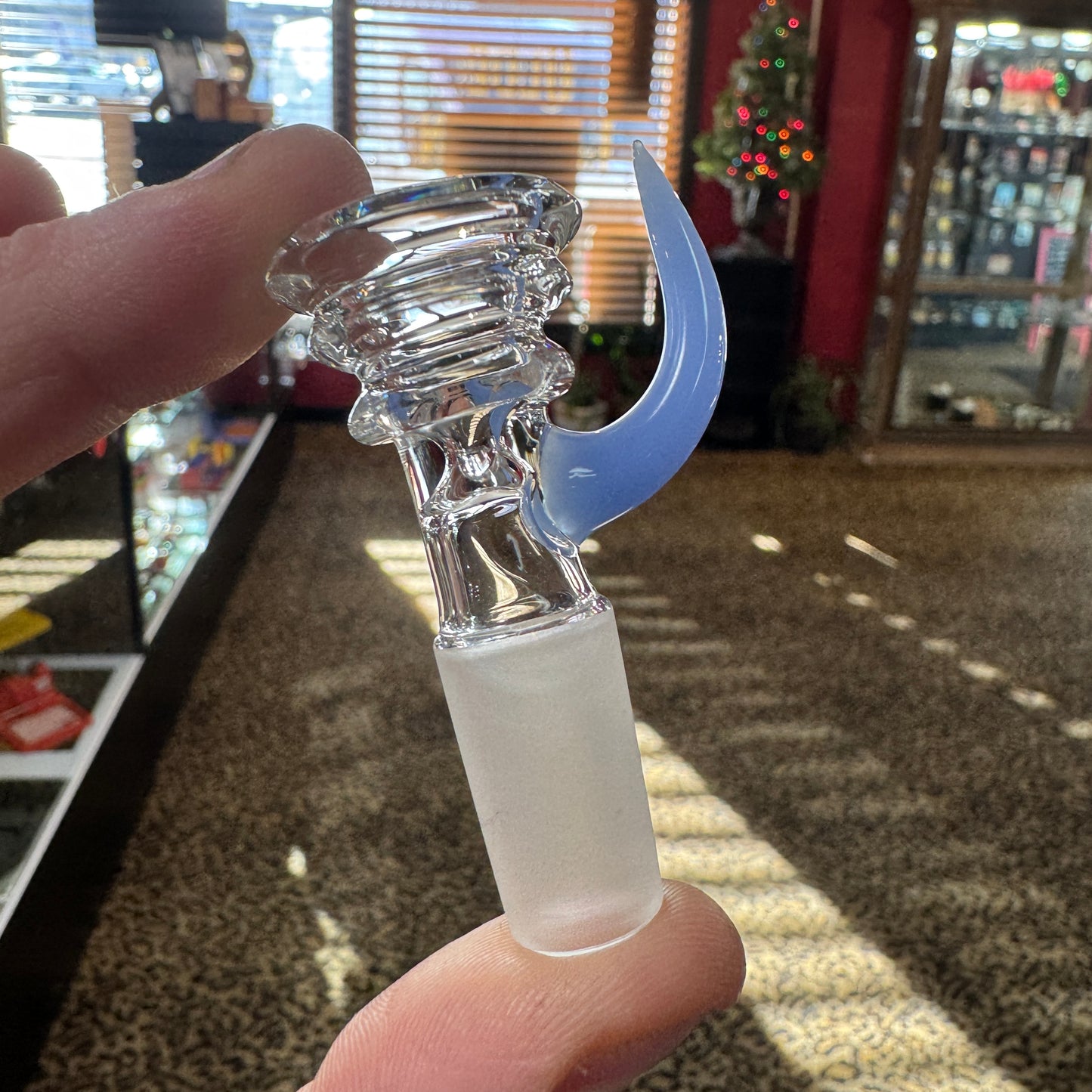 14mm Clear Slide w/ Multiple Marias and Blue Horn