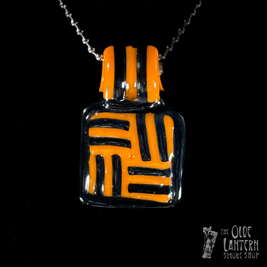 Black/Orange Basketweave Pendant